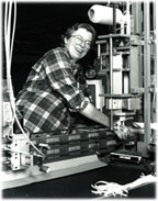 Diane running one of our
ribbon cutting machines.